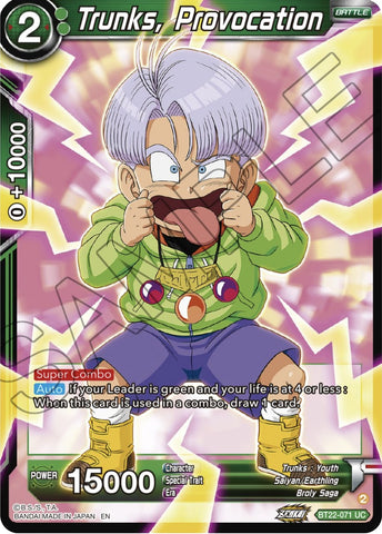 Trunks, Provocation (BT22-071) [Critical Blow]