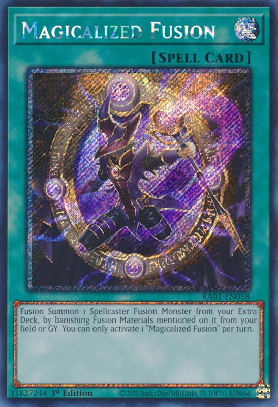 platinum secret rare yugioh cards Magicalized Fusion [RA01-EN058] Platinum Secret Rare