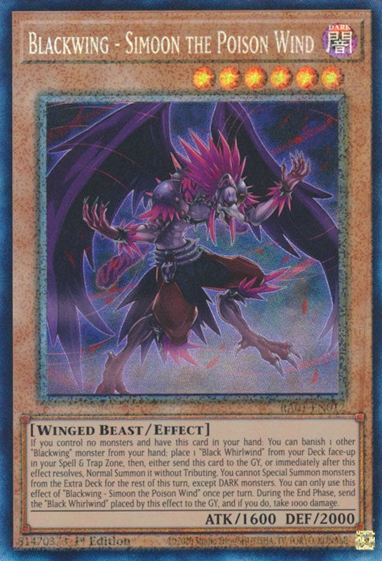 Blackwing - Simoon the Poison Wind [RA01-EN012] Prismatic Collector's