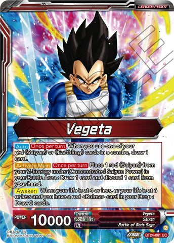 Vegeta // Vegeta, Awakened Feelings (BT24-001) [Beyond Generations Prerelease Promos]