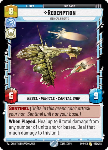 Image for Redemption - Medical Frigate (052/252) [Spark of Rebellion] - Star Wars: Unlimited