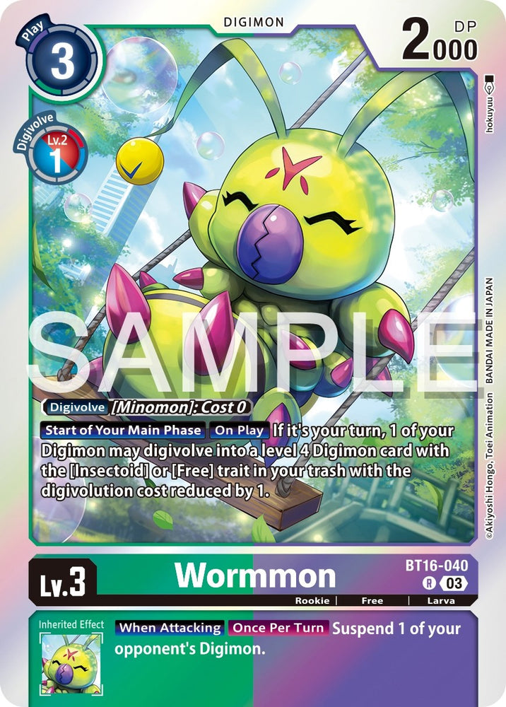 Digimon Trading Card Game Beginning Observer Rare Wormmon Bt16-040 Digimon Trading Card Game Beginning Observer Rare Wormmon Bt16-040