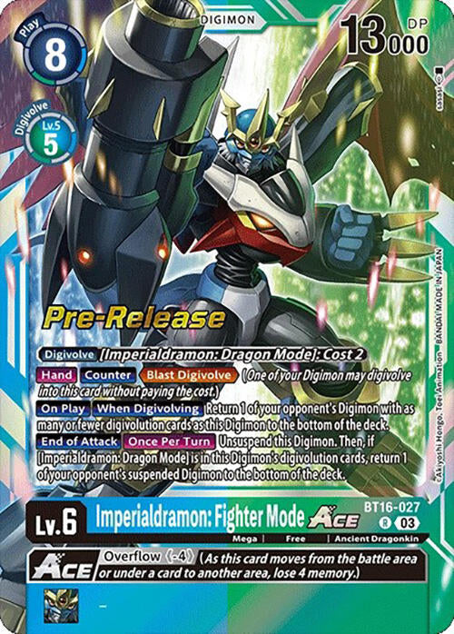 Digimon Trading Card Game Beginning Observer Rare Imperialdramon: Fighter Mode Ace Bt16-027