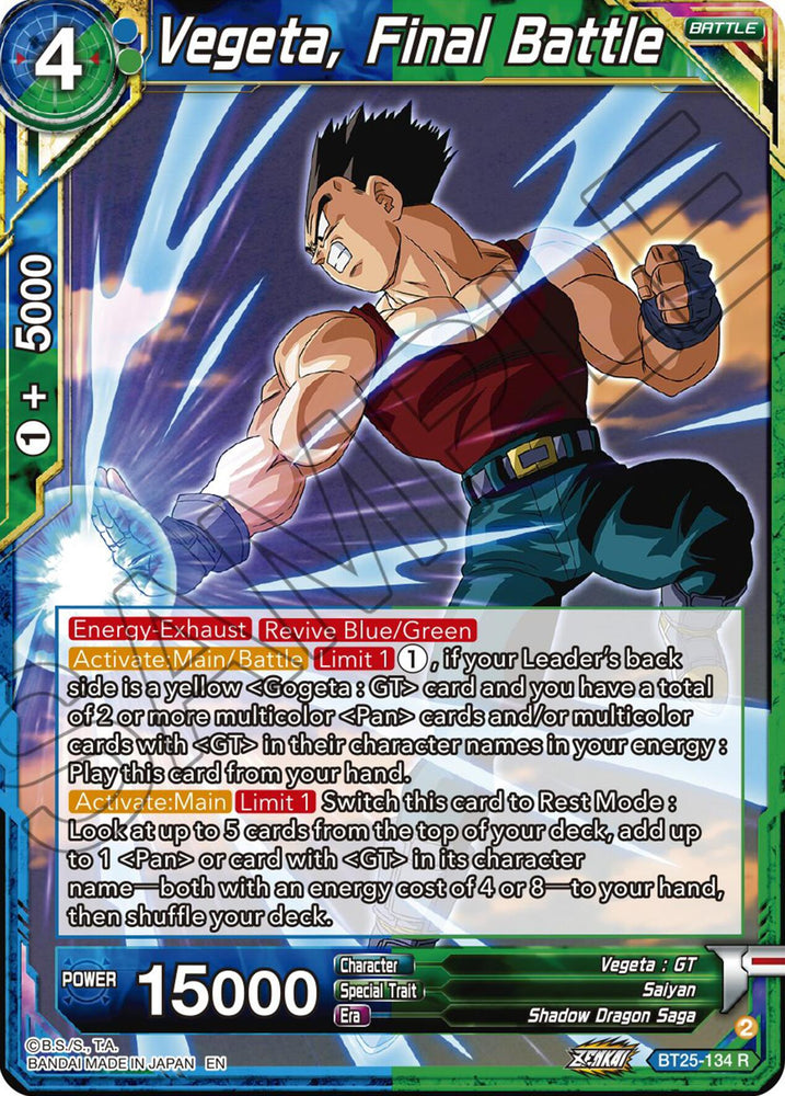 Vegeta, Final Battle (BT25-134 R) [Legend of the Dragon Balls]