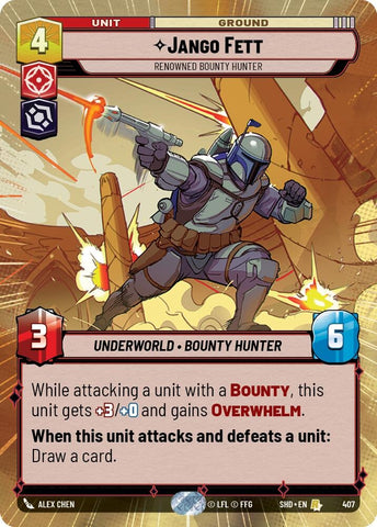 Image for Jango Fett - Renowned Bounty Hunter (Hyperspace) (407) [Shadows of the Galaxy] - Star Wars: Unlimited