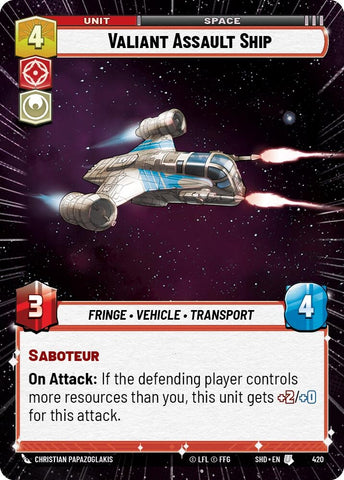 Image for Valiant Assault Ship (Hyperspace) (420) [Shadows of the Galaxy] - Star Wars: Unlimited