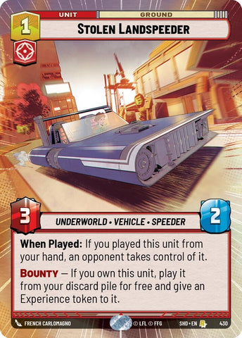 Image for Stolen Landspeeder (Hyperspace) (430) [Shadows of the Galaxy] - Star Wars: Unlimited