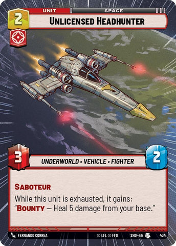 Image for Unlicensed Headhunter (Hyperspace) (434) [Shadows of the Galaxy] - Star Wars: Unlimited