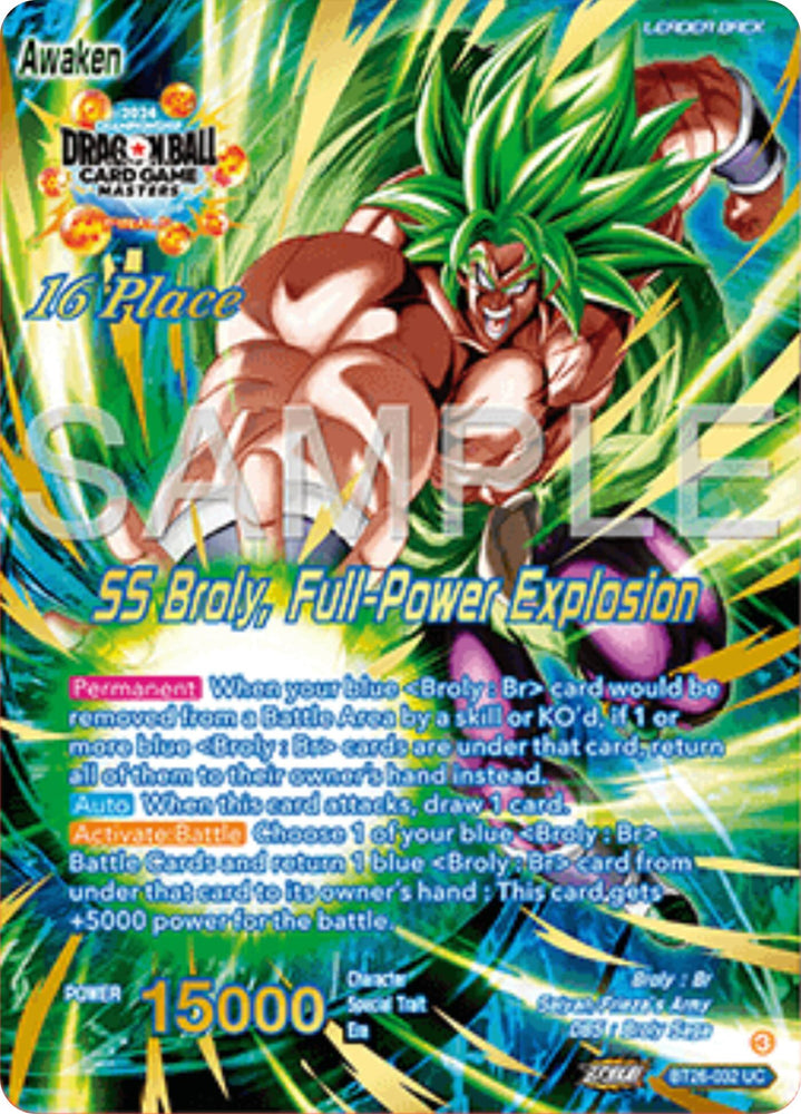 Broly // SS Broly, Full-Power Explosion (Top 16) (BT26-032) [Ultimate Advent Prerelease Promos]