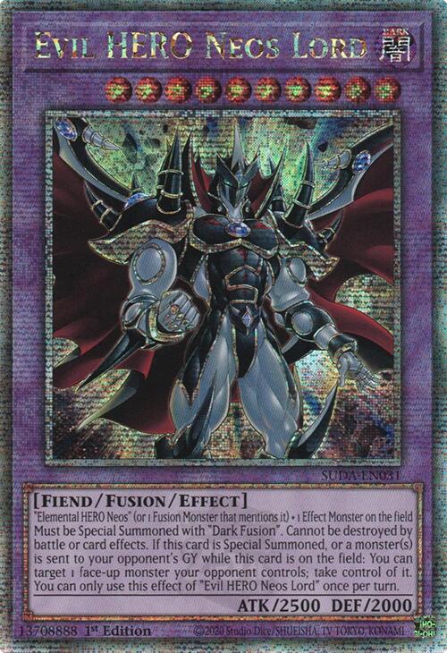 yugioh card elemental hero neos Evil HERO Neos Lord (Quarter Century Secret Rare) [SUDA-EN031] Quarter