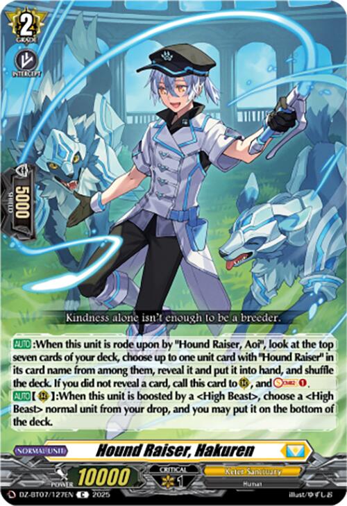 Hound Raiser, Hakuren (DZ-BT07/127EN) [Moon Fangs & Cerulean Blaze]