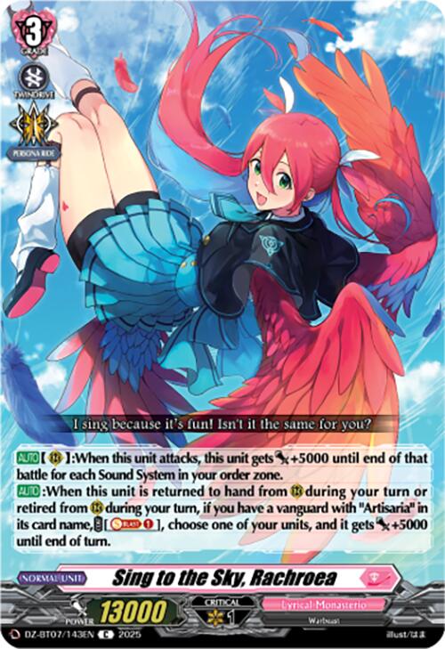 Sing to the Sky, Rachroea (DZ-BT07/143EN) [Moon Fangs & Cerulean Blaze]