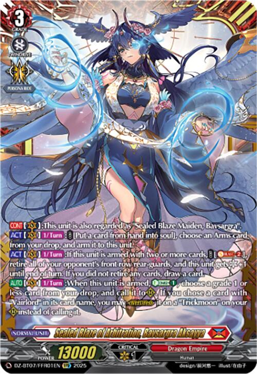 Sealed Blaze of Arbitration, Bavsargra Aksayya (DZ-BT07/FFR01EN) [Moon Fangs & Cerulean Blaze]