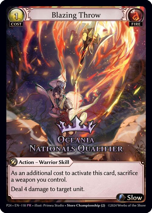 Blazing Throw (Oceania Nationals Qualifier) (118) [Promotional Cards]