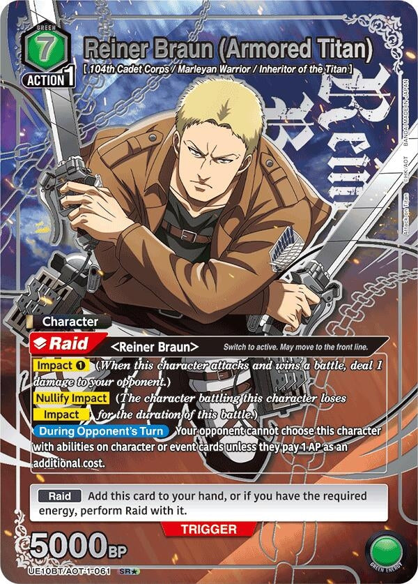 Image for Reiner Braun (Armored Titan) (SR*) (UE10BT) (UE10BT/AOT-1-061) - Union Arena
