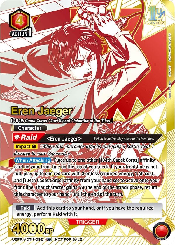 Image for Eren Jaeger (092) (UEPR) (UEPR/AOT-1-092) - Union Arena