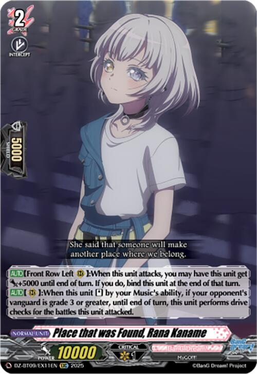 Place that was Found, Rana Kaname (EXC) (DZ-BT09/EX11EN) [Super Brave Detonation]