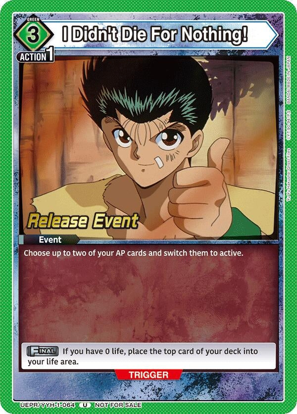 Image for I Didn't Die For Nothing! (UE13BT_RE) (UEPR/YYH-1-064) - Union Arena