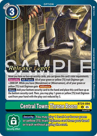 Central Town: Throne Room [BT24-094] [Time Stranger Release Events Cards]