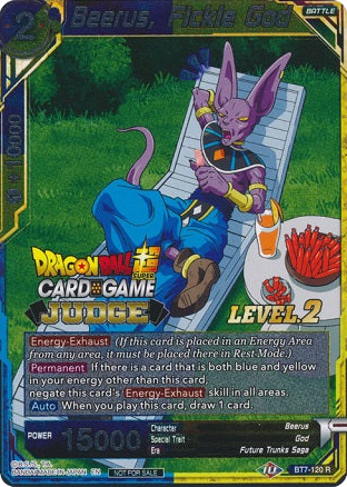 Beerus, Fickle God (Level 2) (BT7-120) [Judge Promotion Cards]