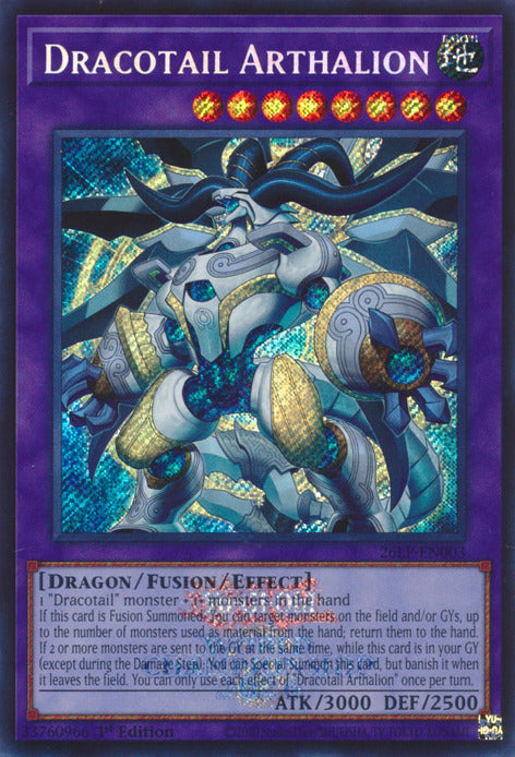 Dracotail Arthalion (Emblazoned Secret Rare) [26LP-EN003] Secret Rare