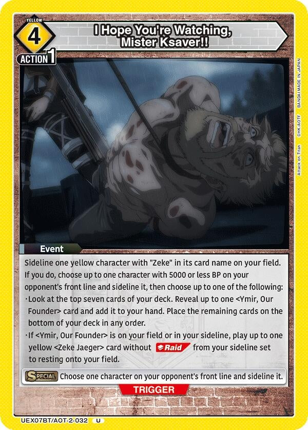 Image for I Hope You're Watching, Mister Ksaver!! (UEX07BT) (UEX07BT/AOT-2-032) - Union Arena