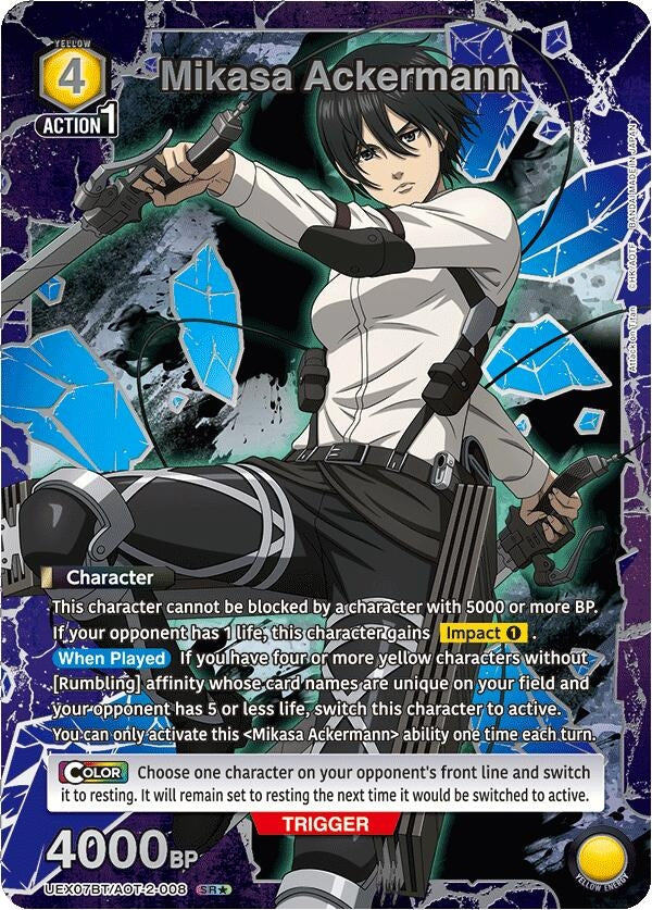 Image for Mikasa Ackermann (008) (Box Topper Silver Foil) (UEX07BT) (UEX07BT/AOT-2-008) - Union Arena