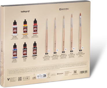 Vallejo Ultimate Miniature Game Color Paint Set (6 Colors) & Brushes (5)