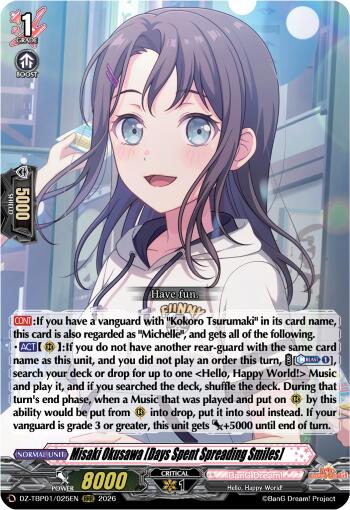 Misaki Okusawa [Days Spent Spreading Smiles] (DZ-TBP01/025EN) [BanG Dream! Girls Band Party!]