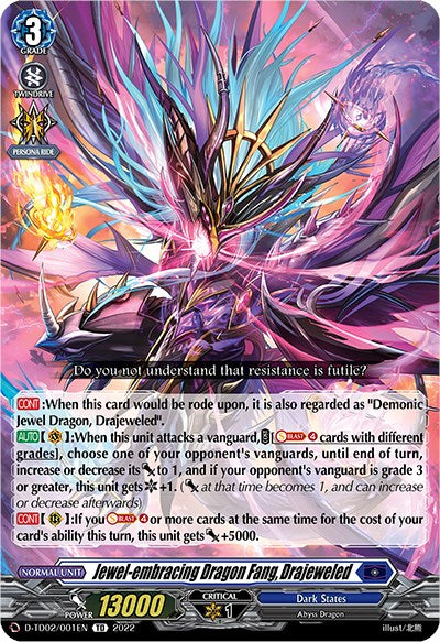 Jewel-embracing Dragon Fang, Drajeweled (D-TD02/001EN) [Michiru Hazama -Demonic Jewel Dragon of the Four Flames-]