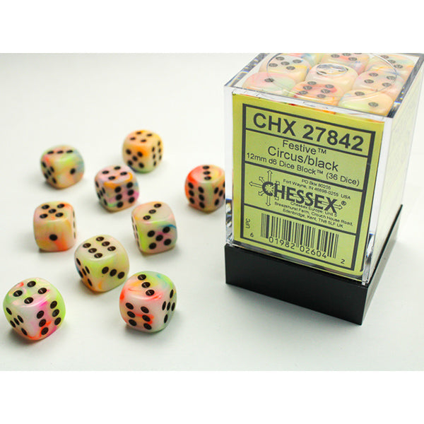 Chessex 12mm 36d6 Festive Circus/Black