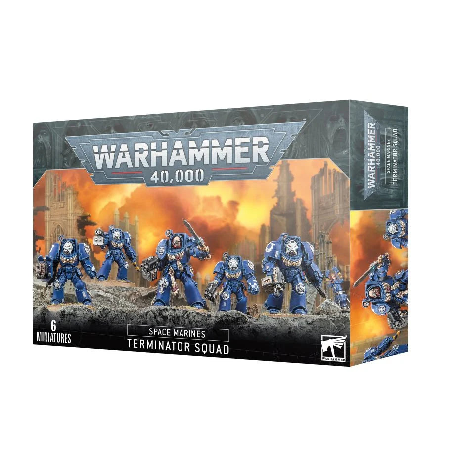 Warhammer 40,000 Space Marines Terminator Squad packaging on a white background