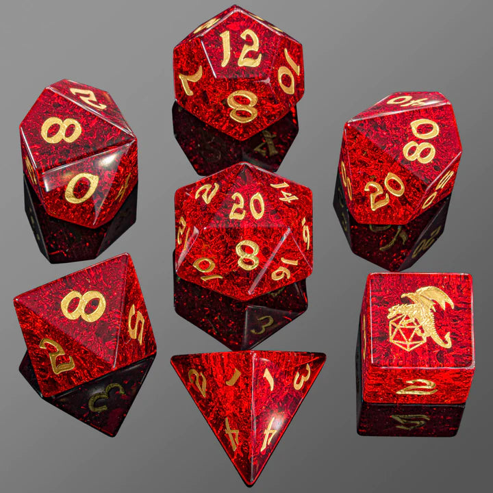 HYMGHO Glass RPG Dice Set - Blast Ruby Red