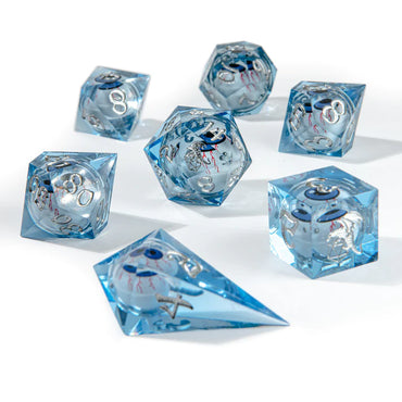 HYMGHO Captured Magic Sharp Edge Resin Dice - Always Watching Blue Eyes