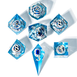 HYMGHO Captured Magic Sharp Edge Resin Dice - Always Watching Blue Eyes