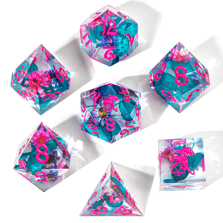 HYMGHO Captured Magic Sharp Edge Resin Dice - Vapor Wave Blossom