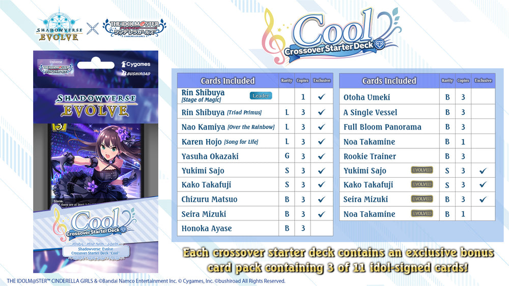 Shadowverse Evolve Crossover IDOLM@STER CINDERELLA GIRLS Starter Decks