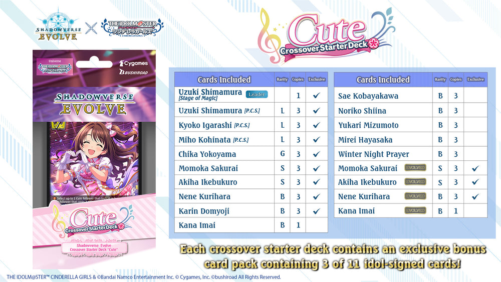 Shadowverse Evolve Crossover IDOLM@STER CINDERELLA GIRLS Starter Decks