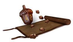 Legend in the Mist - Leather Satchel with 6 Acorn Dice