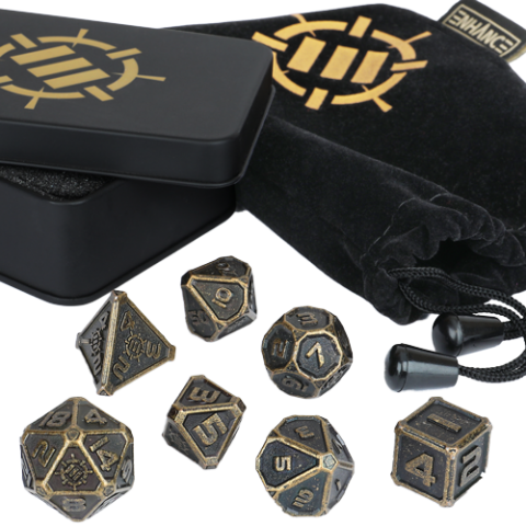 Enhance Metal RPG Dice Set (With tin and bag!)