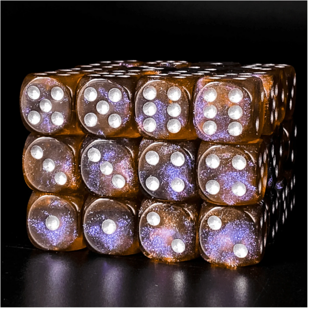 Ether Glitter 12 piece D6 Set by Foam Brain Games