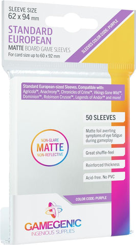 Matte Sleeves: Standard European (62 x 94 mm)