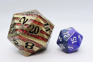 FoamBrain Games 35mm Metal D20 - Bronze w/Red Mica