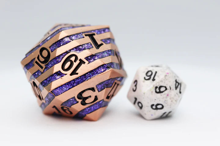 FoamBrain Games 35mm Metal D20 - Copper w/Purple Mica