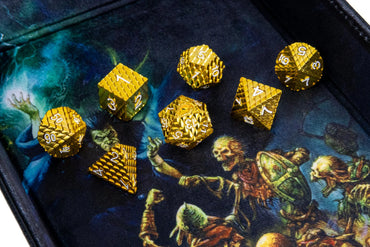 Gold Dragon Scale Metal Dice Set - Fanroll DnD