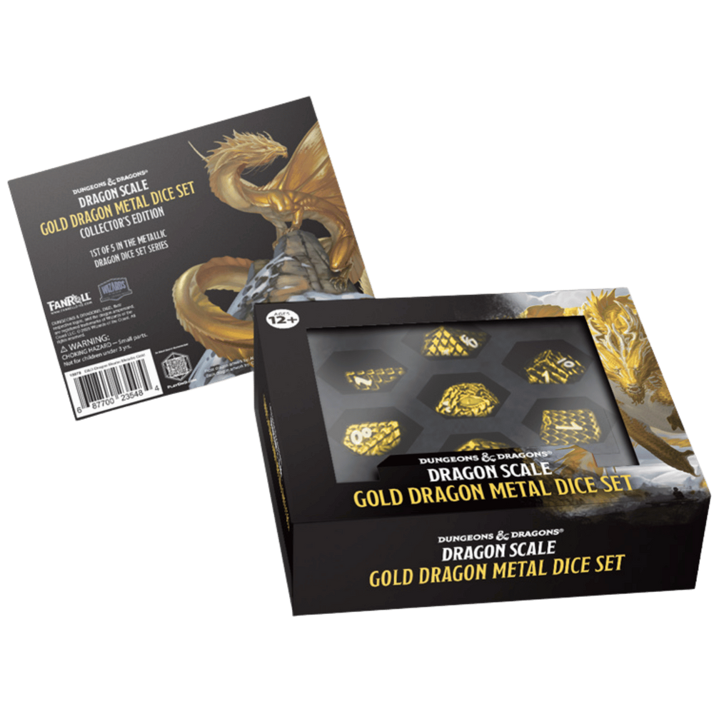Gold Dragon Scale Metal Dice Set - Fanroll DnD