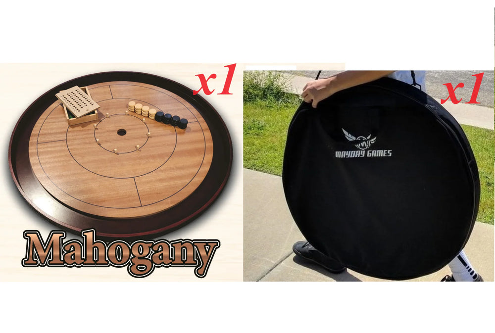 Crokinole TOURNAMENT Edition Hardwood Board (2024 Edition) Mahognay + Black Carrying Case