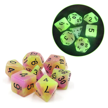 Glow in the Dark Tulip RPG Dice Set by Foam Brain Games