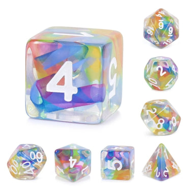 Rainbow Ribbon RPG Dice Set by Foam Brain Games