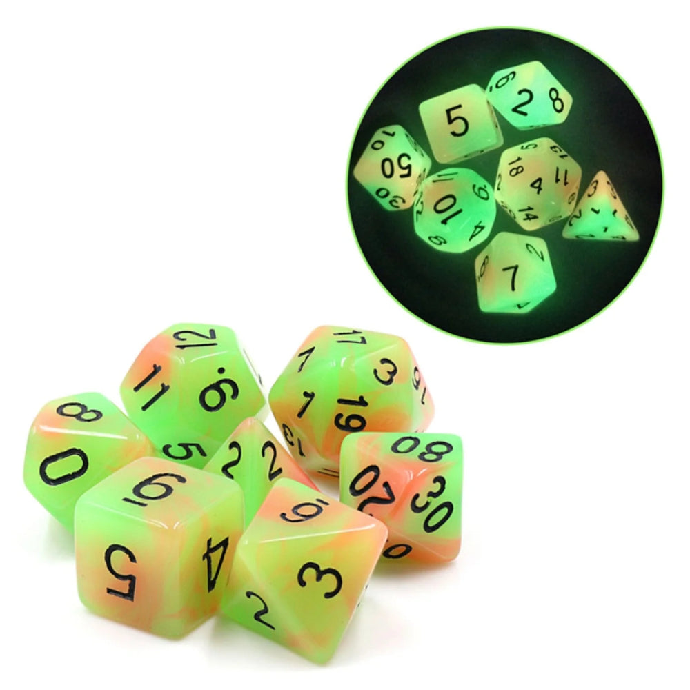 Glow in the Dark Mango RPG Dice Set by Foam Brain Games